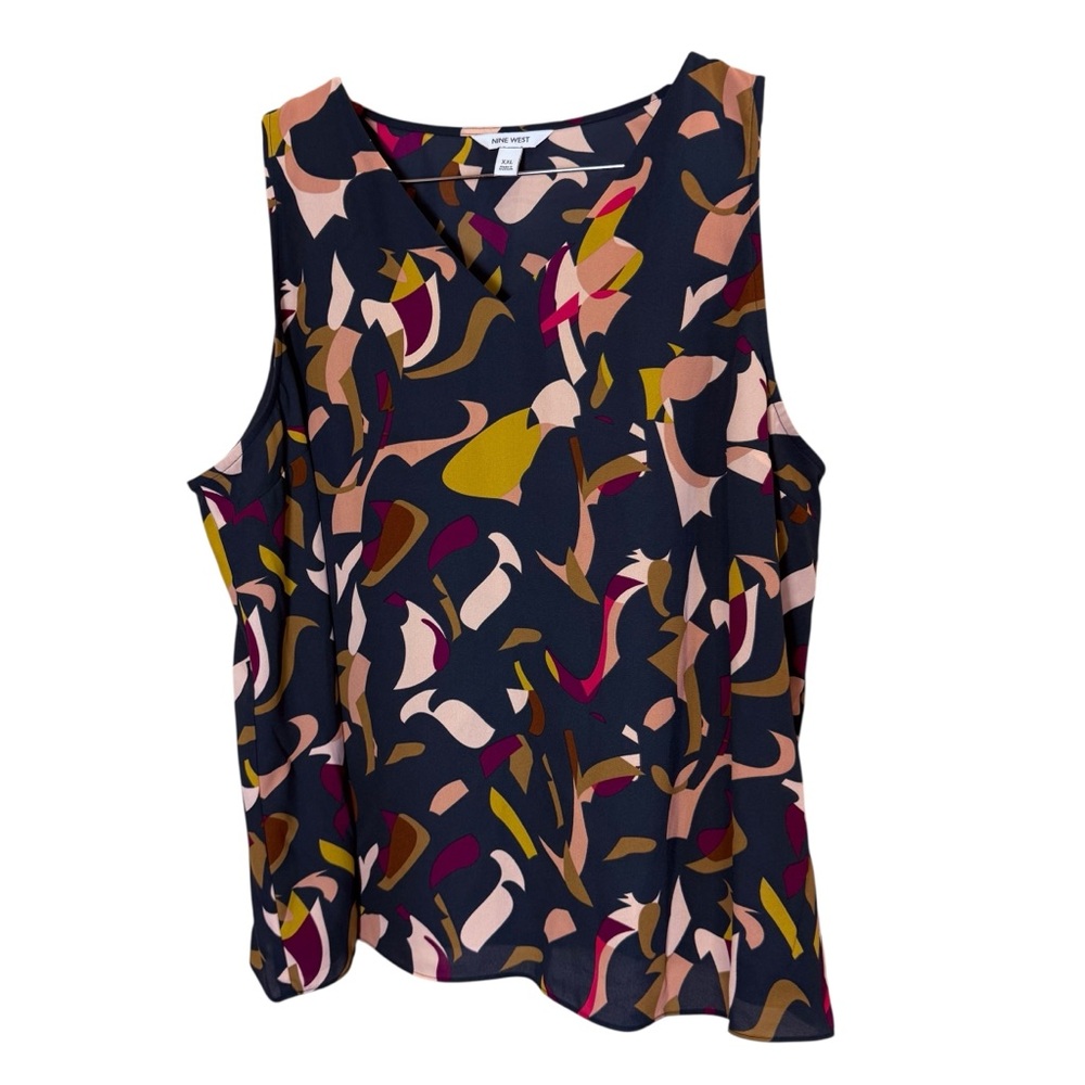 Nine West Women’s Multicolor Abstract Workwear Sleeveless Blouse sz XXL